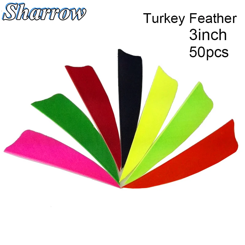 Archery Arrow Feather 3inch Natural Turkey Feathers 50pcs Shield Shape Right Wing Left Traditional Fletching Shaft | Спорт и