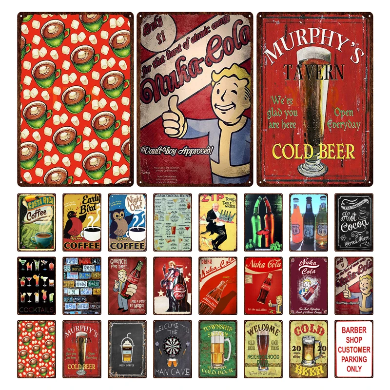 

Metal Sign Vintage Cola Coffee Drink Tin Signs Decor For Bar Pub Car Plate Plaque Wall Stickers Decor Pin Up Man Cave Plaques