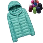 Женский пуховик с капюшоном, ульсветильник пуховик на белом утином пуху, теплая парка с длинным рукавом, однотонная портативная верхняя одежда для зимы