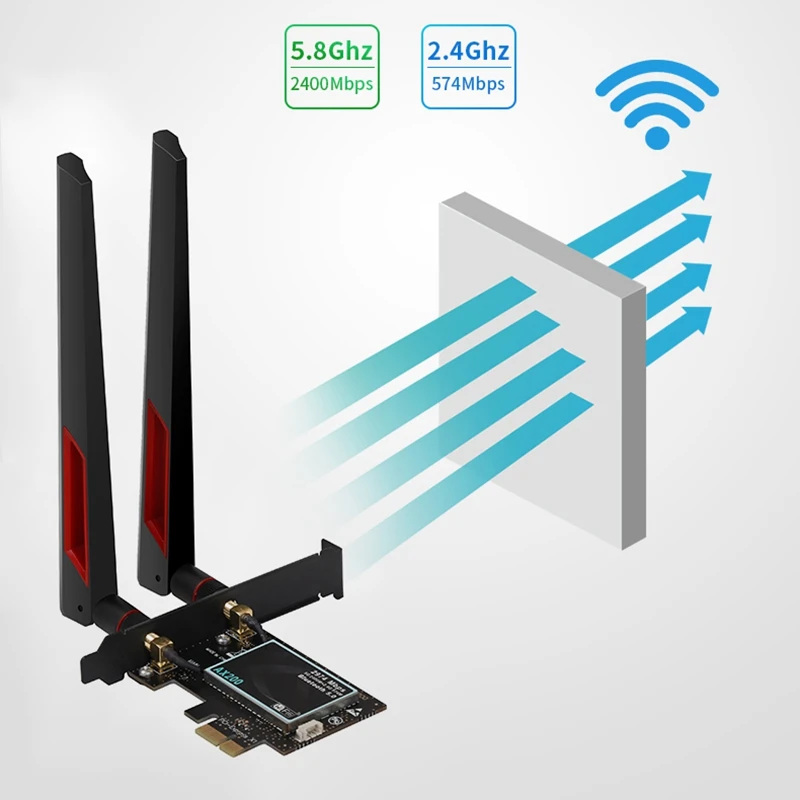 

2974Mbps PCI Express Network Card Gigabit for AX200 2.4G/5Ghz Bluetooth5.1 802.11Ax Wifi Card for Window10 Linux