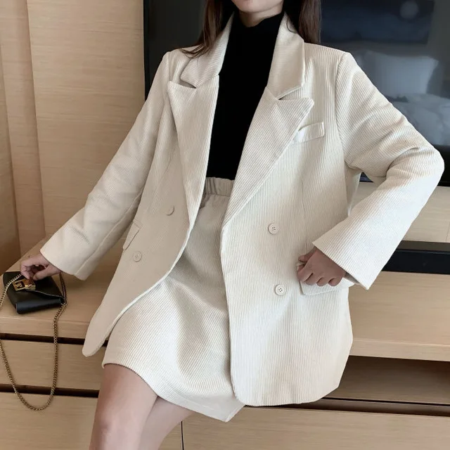 

Bella Philosophy 2019 Autumn Solid Women Elegant Corduroy Blazer OL Notch Collar Jacket Female Wine Red Double Breasted Coats