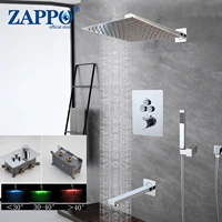 zappo luxury chrome thermostatic bathroom shower faucet rainfall shower head wall mounted bathtub mixer tap bath shower set