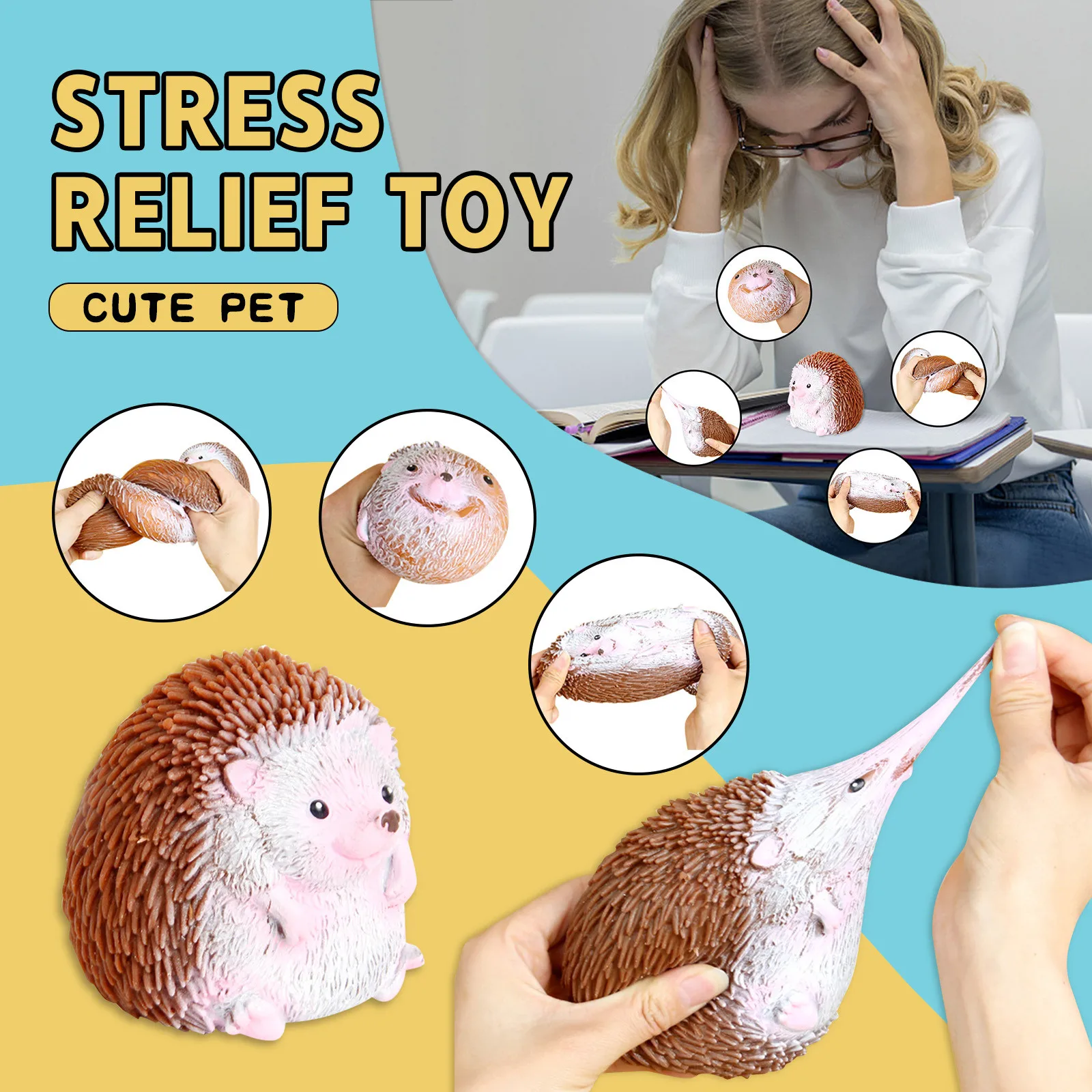 

Игрушка для снятия стресса Kawaii Ежик фиджет игрушки антистресс сенсорные мягкие большие сжимаемые милые животные милый пуш-стресс мяч 30 мл