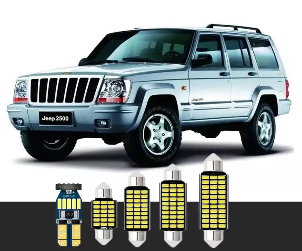 

6pcs white LED carDome Map Door Glove Box Licensr lights T10&36 For Jeep Liberty Cherokee Commander Compass Patriot 1995-2019