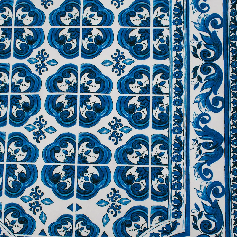 5 ярдов цветочный рынок цифровая печать Ткань из чистого хлопка для платья