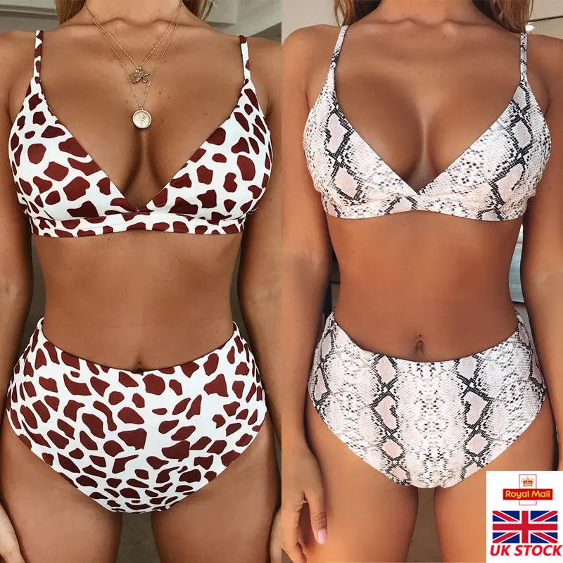 

Women's Bandage Bikini Set Tube Top Padded Bra Swimsuit Swimsuit Push-up Animal Print Leopard Print High Waist Beach Swimsuit