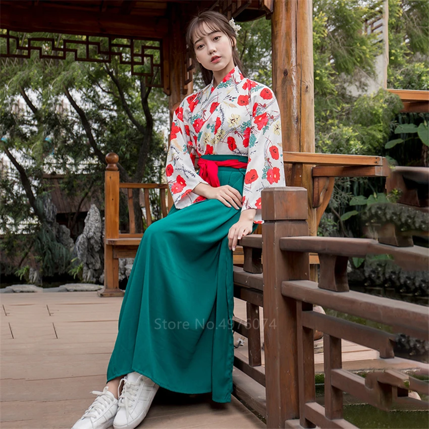 Женское платье кимоно в японском стиле Sakura винтажное с цветочным принтом