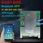 Плата для защиты литий-ионных аккумуляторов smart 4S, 12 В, 60 А, 80 А, 100 А, 120а, LifePo4, BMS balance, сильноточное программное обеспечение для Bluetooth, приложения, GPRS