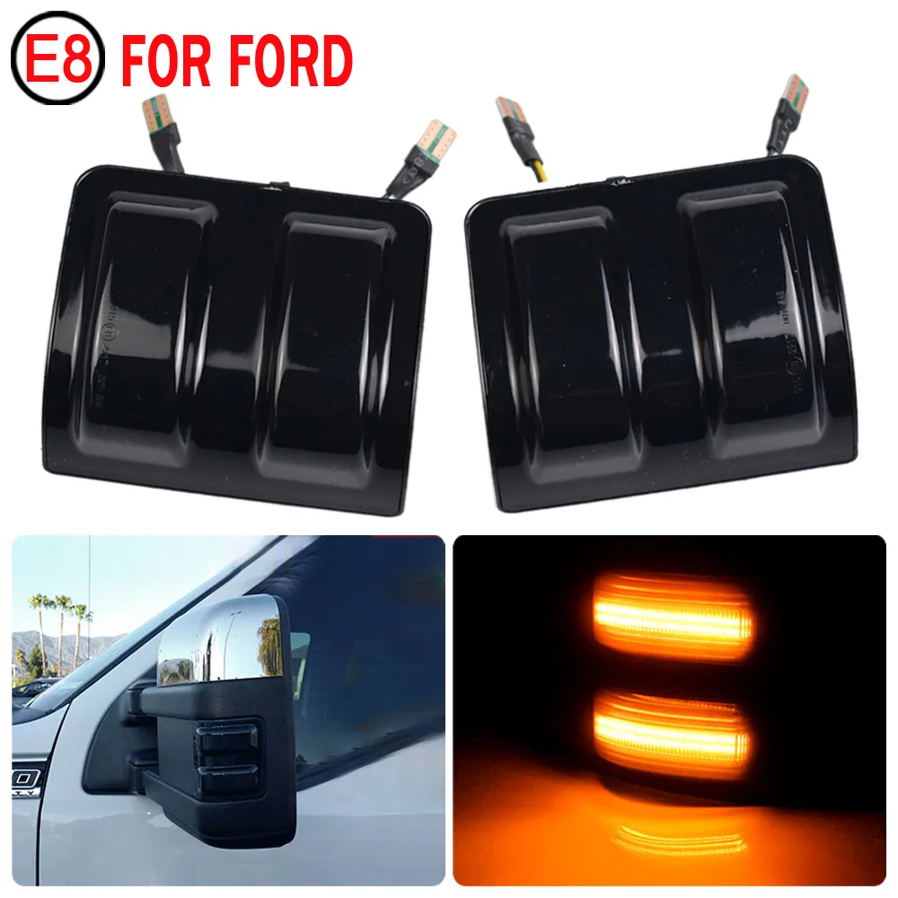 

2pcs LED Side Wing Dynamic Turn Signal Light For Ford F250 F350 F450 F550 2008-2016 Rearview Mirror Indicator