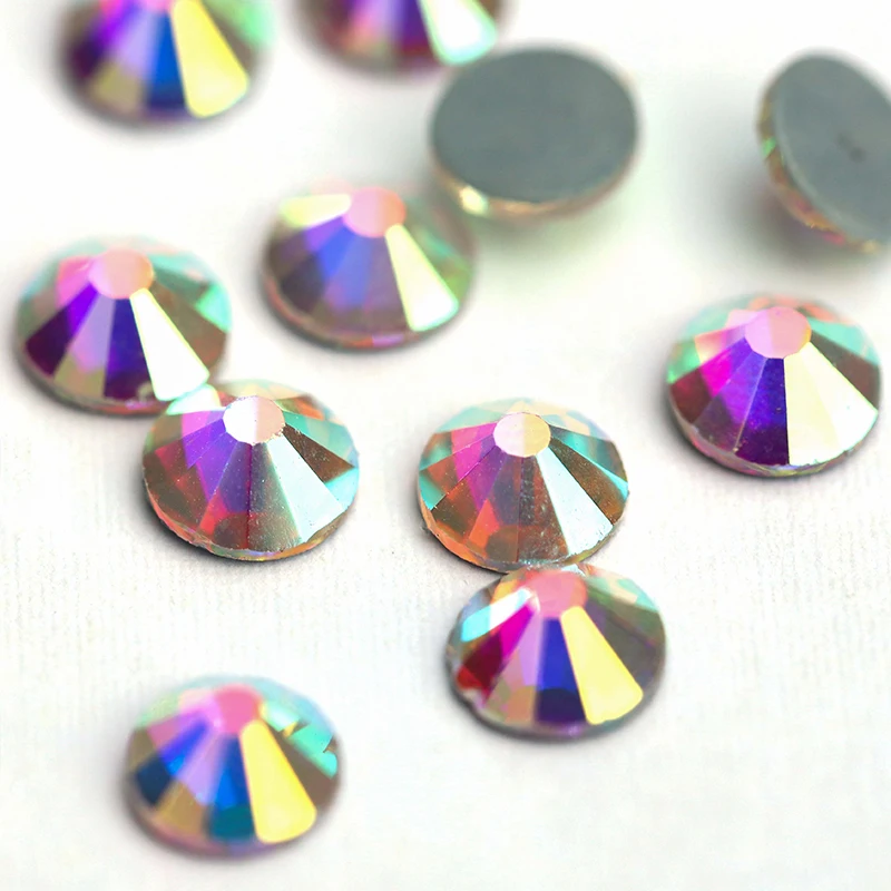 Стразы SS3/SS10/SS16/SS20/SS30/SS34/SS40 AB для горячей фиксации стеклянные стразы дизайна