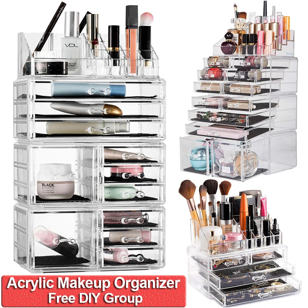 Makeup Organizer Storage Boxes Transparent Drawer-type Stackable DIY Combination Cosmetic Acrylic Jewelry Box D30 | Дом и сад