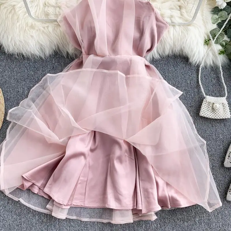 Женское ТРАПЕЦИЕВИДНОЕ однотонное платье в Корейском стиле женское праздничное