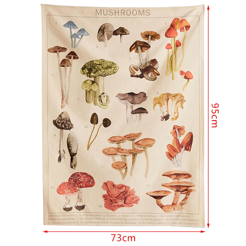 

Гобелен с симпатичными грибами, Настенный декор, микология, диаграмма идентификации шампионов