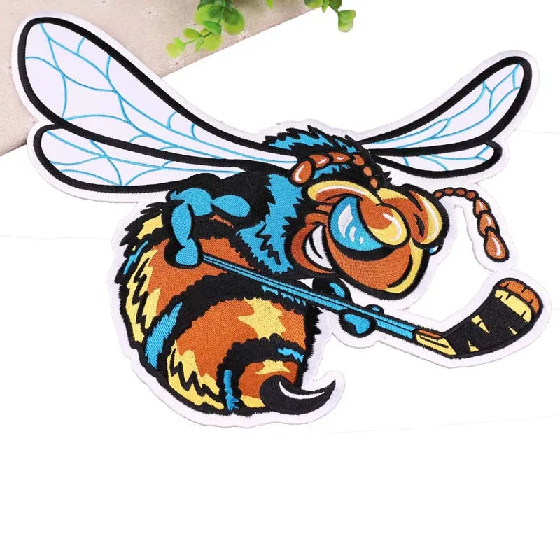 

2pcs/lot Large Embroidery Patches Clothing Decoration Accessories Animals Hockey Bee Strange Things Iron Heat Transfer Applique