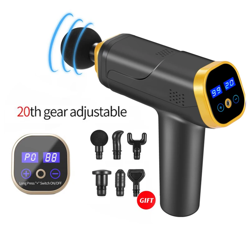 

Высокочастотный массажный пистолет, фасциевый пистолет для расслабления мышц и кроссфита, фитнес-оборудование с шумоподавлением, массажер...