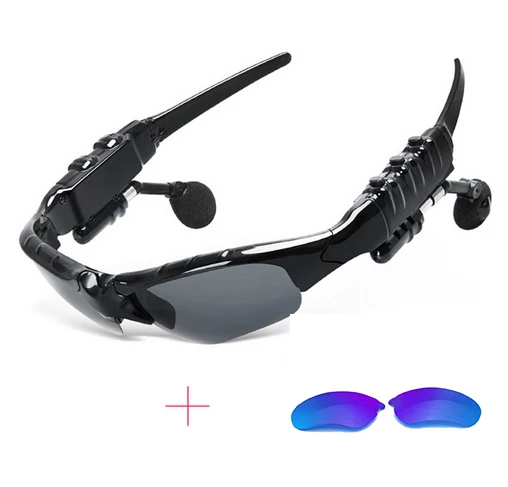 with blue lens Уличные очки, Bluetooth, солнцезащитные очки, наушники, стерео, беспроводные, спортивные, для верховой езды, песня, вызов, наушники, наушники для xiomi xiami sony - Цвет: with blue lens