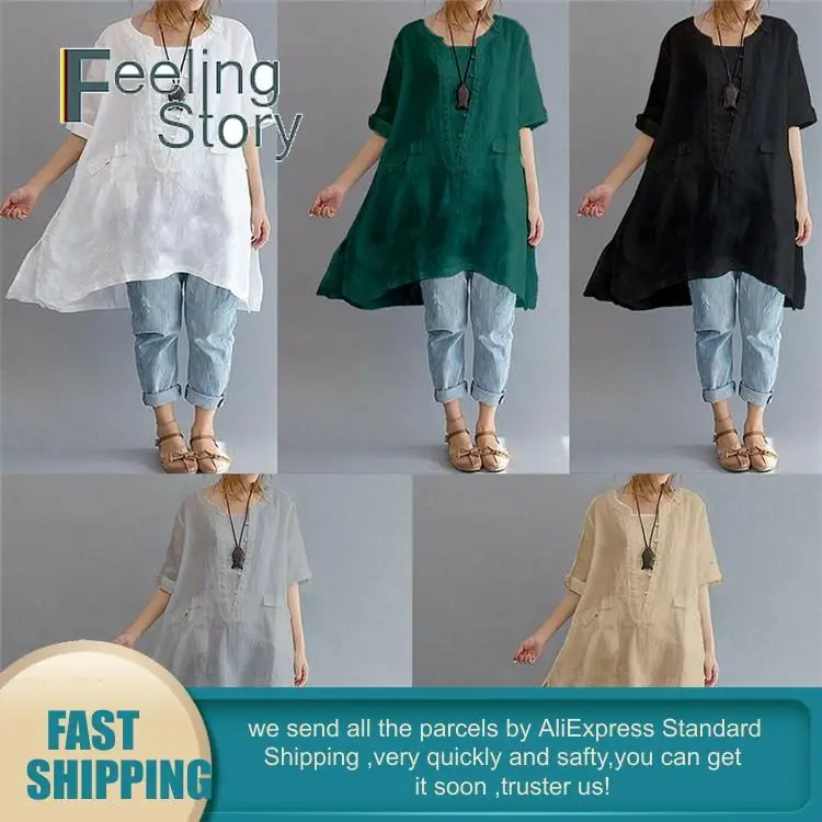 Хлопок белье блузка 5XL плюс Размеры топ с круглым вырезом свободная футболка