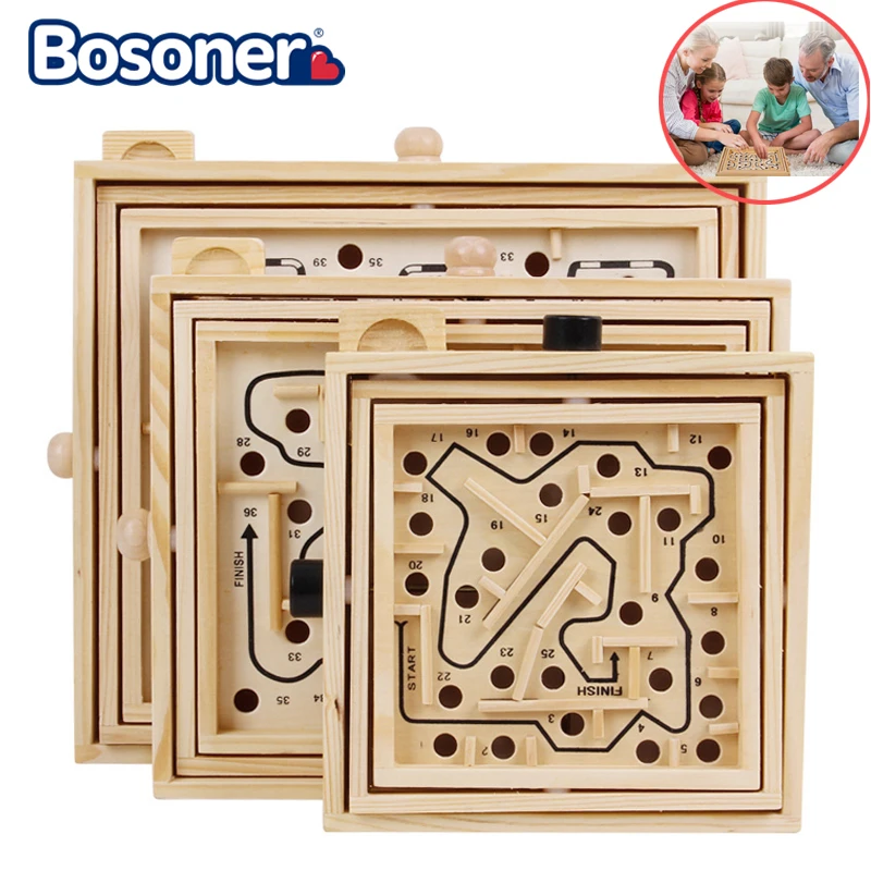 Деревянный 3D магнитный шар лабиринт игрушка головоломка деревянный ящик коробка