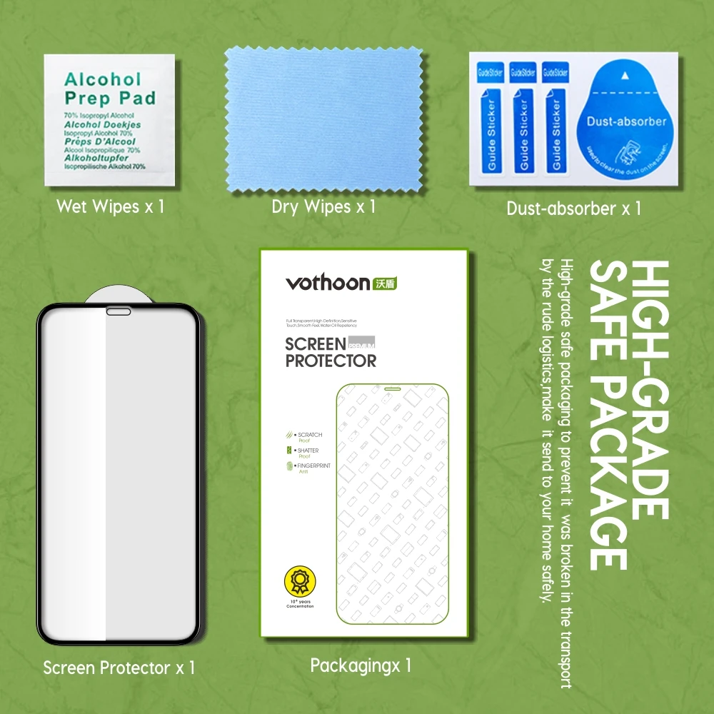 

Vothoon Tempered Glass For iphone 12 Pro 12 Mini 11 Pro Max XR XS Max Full Coverage Screen Protective Glass