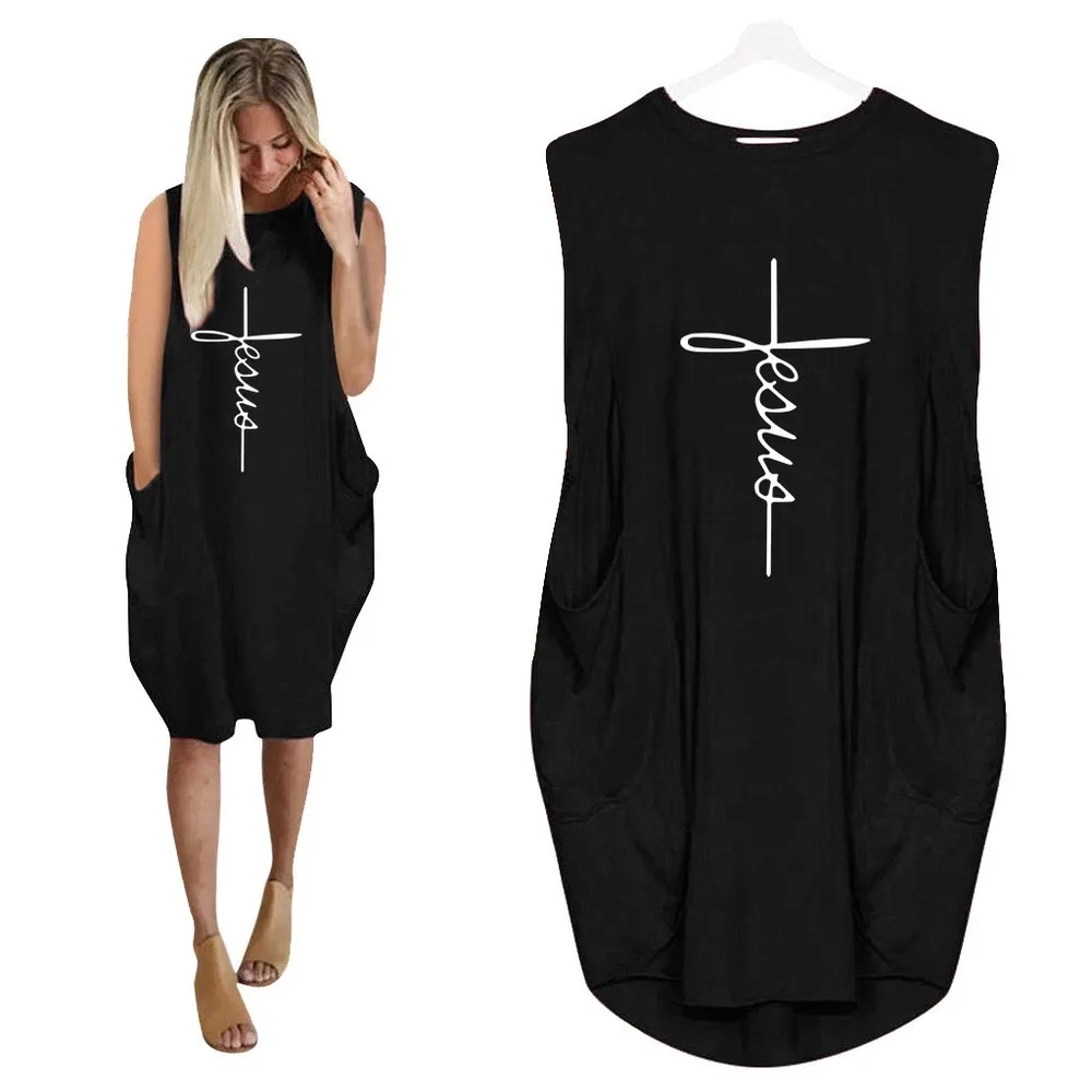 

Women's Vestknit Sexy Dress Sleeveless Vest Casual Shirt Dress with Pockets for Women Elegant The New 2020 Vest Dress Cover