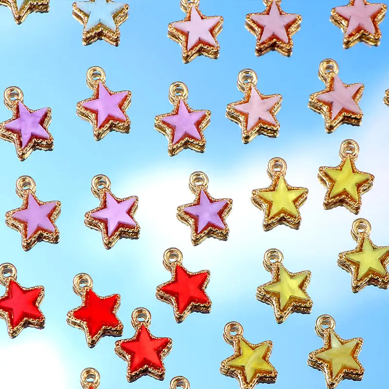 

Colorful Acrylic Mini Stars Charms Pendant Cute Enamel Star Pendants For Earrings Bracelet Making Accessories Jewelry Findings