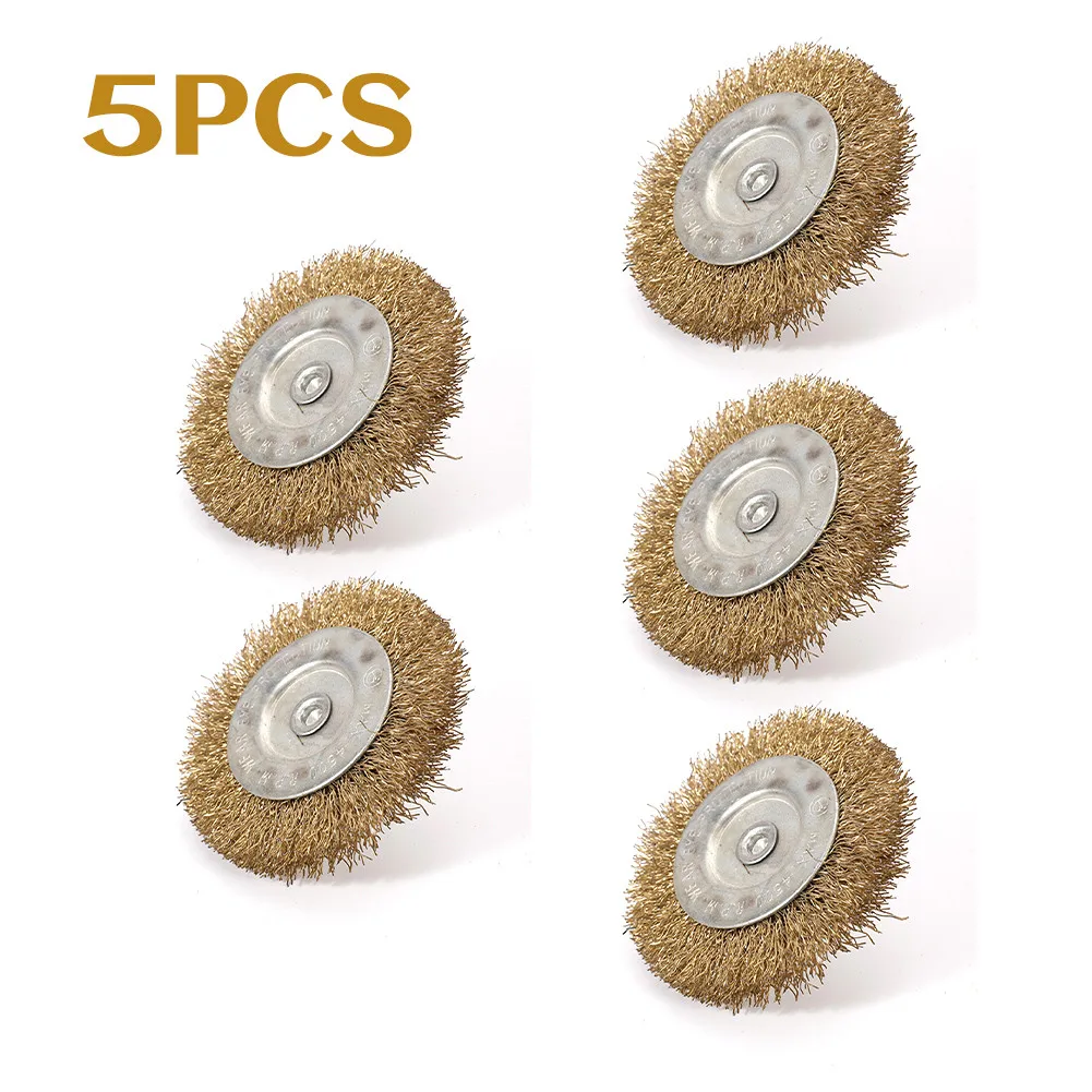 

75mm Wide Flat Steel Wire Brush 1/4Inch Shank For Drills Brass Coated Rust Remover Cleaning Deburring And Polishing Wire Wheels