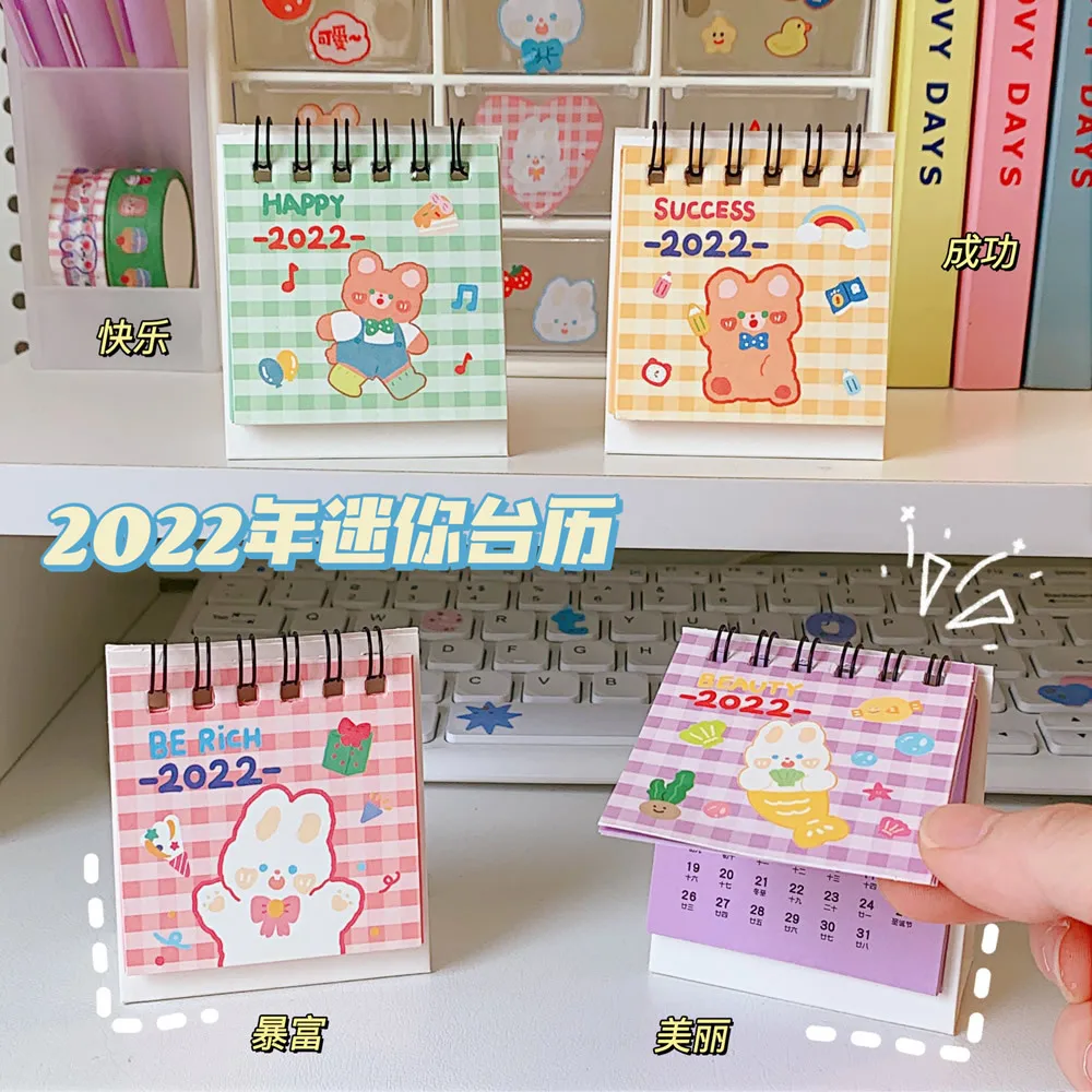 Kawaii Calendar 2022 Desk Plan Notebook Cute Desktop Book Cartoon Creative Notepad Planner | Дом и сад