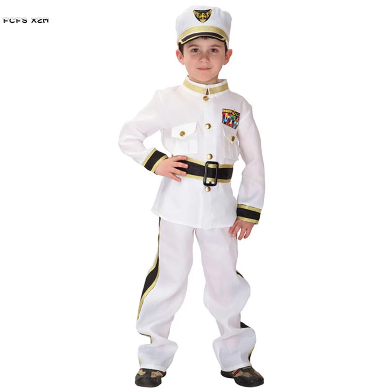 Белая униформа для мальчиков Темно Синяя Униформа косплея Детские костюмы