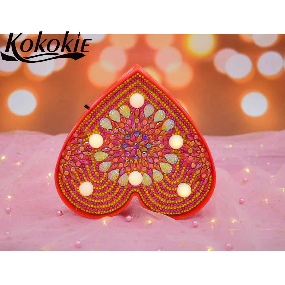 Прикроватный светильник с алмазным сердцем DIY настольный ночник светодиодный