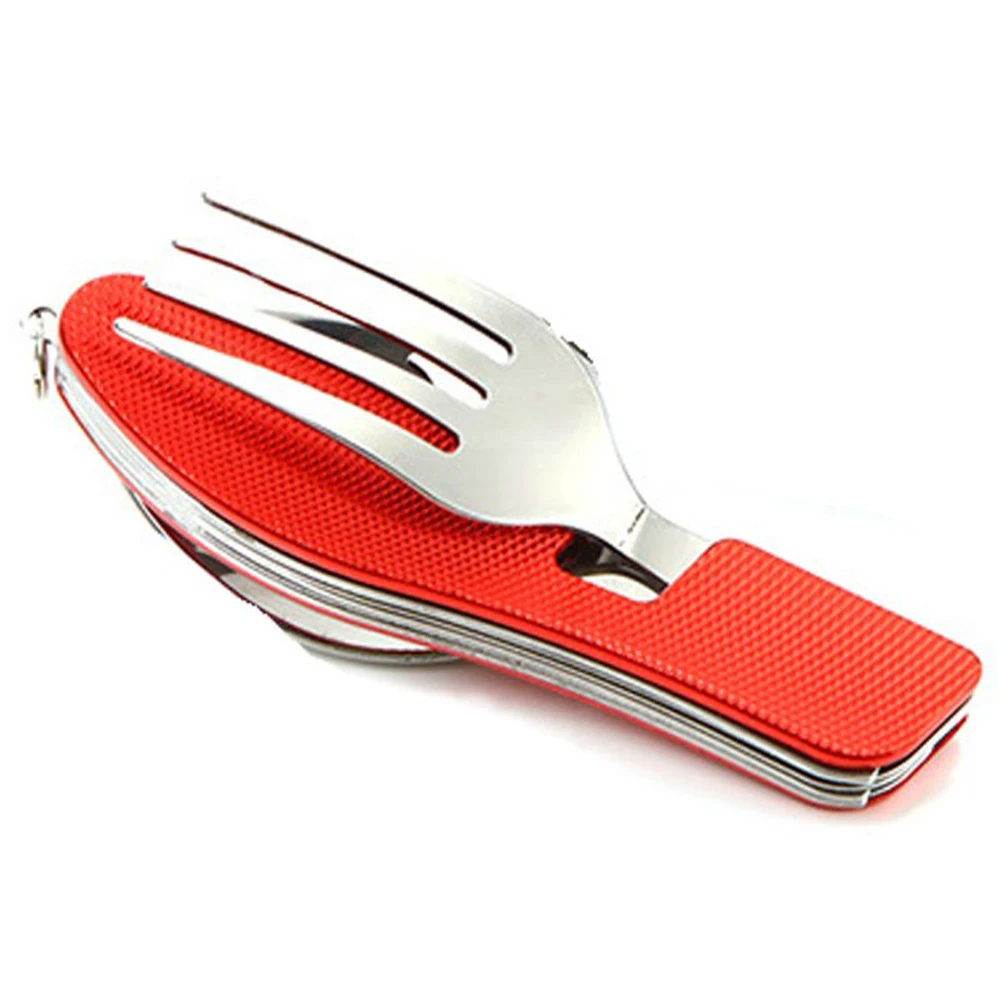

3 In 1 Folding Spoon Fork Knife Portable Stainless Steel Multi-Function Camping Utensils Cutlery Set For Travel Hiking