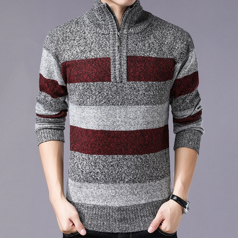 DIMUSI осенне-зимние мужские свитера из искусственного меха шерстяные вязаные