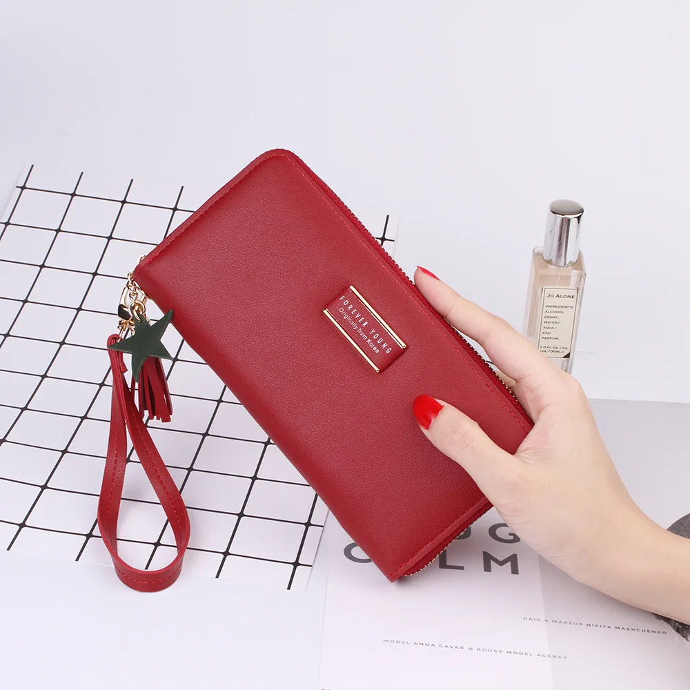 Женский кошелек с пятиконечной подвеской и кисточками длинный клатч Дамские