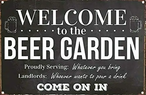 Металлический жестяной знак Добро пожаловать в пивной сад Паб Бар Ретро плакат