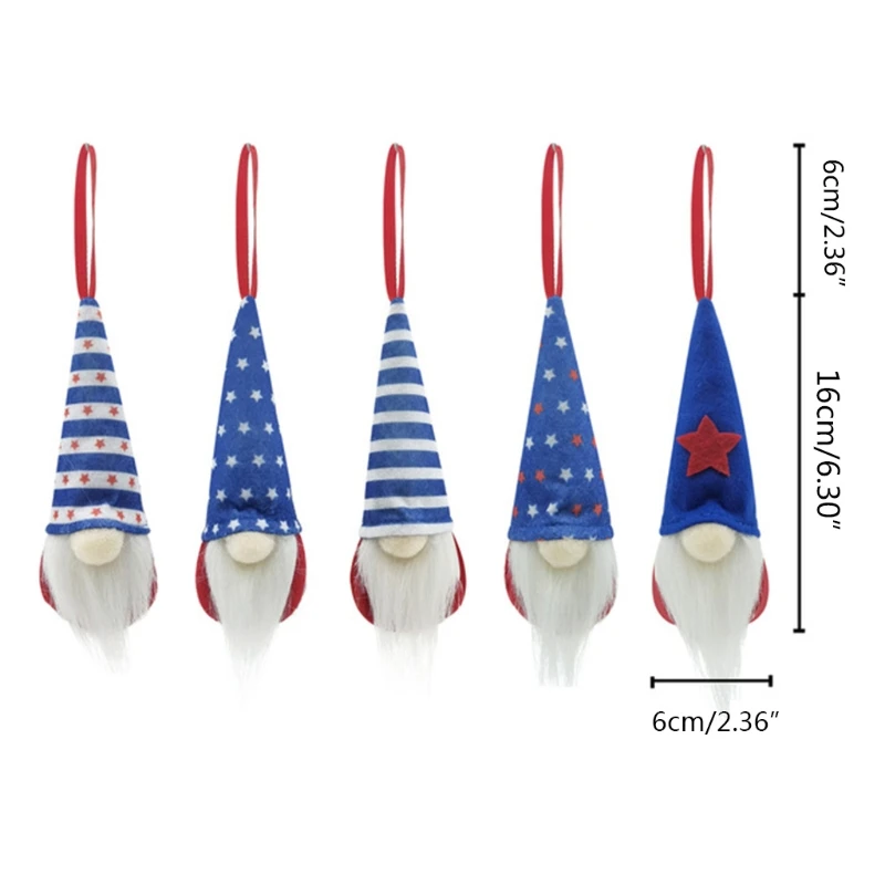 

16cm/6inch Dwarf Doll Soft Plush Stuffed Gnome Independence Day Decoration Doll Star Spangled Gnome Pendant Ornament
