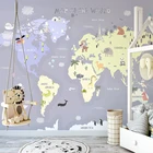 Роспись вручную мультфильм животных карта мира постер интерьера детская комната Мальчики Спальня украшение стены 3D фото обои