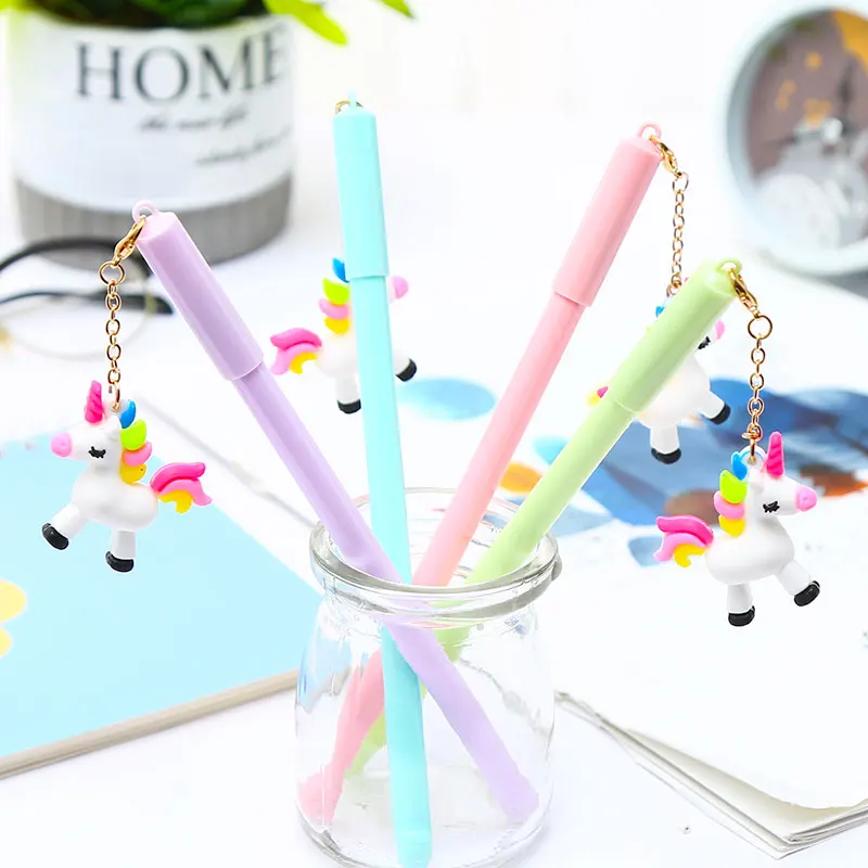 Корейский Единорог цветок слон гелевые ручки Пушистый Плюшевый аниме школьные