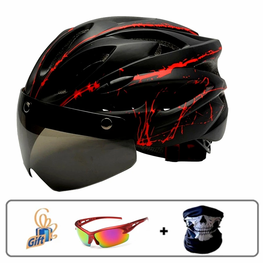 

Stylish Black Goggles Bicycle Helmet Ultralight Pattern Bike Helmet Riding Mountain Road Bike Integrally Molded Cycling Helmets