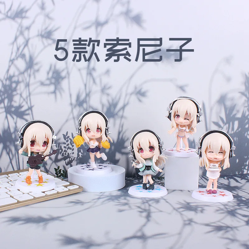 

5PCS/set Japan Anime SUPERSONICO Action Figure Toys Super Sonico Working Set Model Collection Swimsuit Suit Decoration