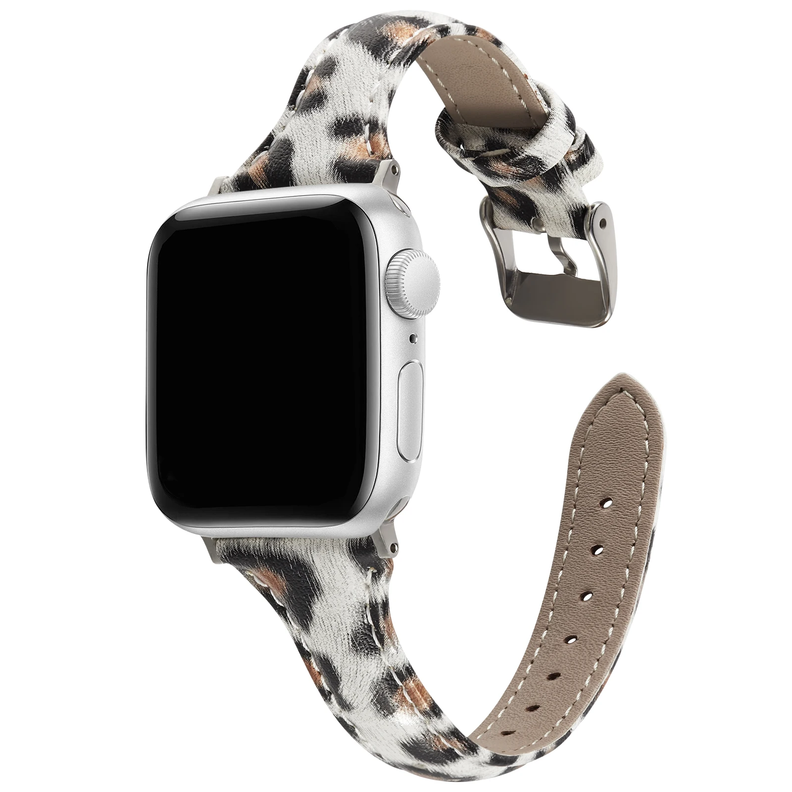 

Ремешок из натуральной кожи для Apple Watch, тонкий Леопардовый Браслет для iWatch SE, классический браслет для iWatch SE Series 6 5 4 3 2 1, 38 мм 40 мм 42 44 мм