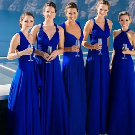 Сексуальное длинное платье подружки невесты вечернее многоканальное с запахом