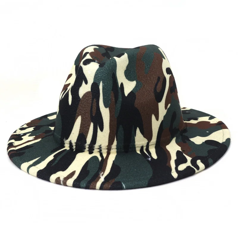 

fedora hats women men camouflage wide brim casual jazz cap print western cowboy luxury outdoor formal dress men women felted hat