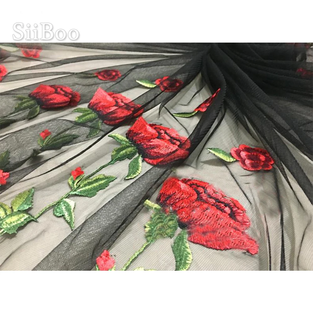 Черно-белая кружевная ткань с цветочной вышивкой для свадебной вечеринки