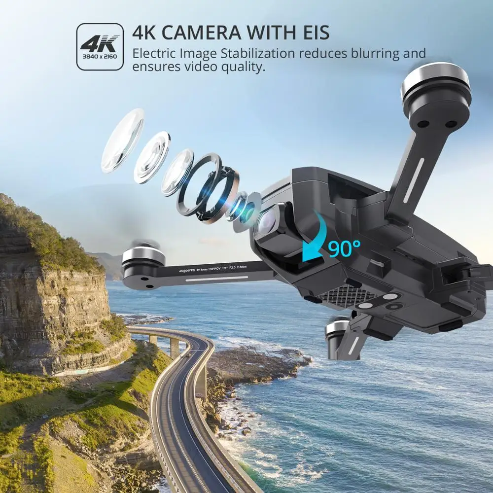 Holy Stone-Dron con estabilizaci&oacute;n de imagen el&eacute;ctrica, cuadric&oacute;ptero con GPS, 5G, FPV, Motor sin escobillas, 4K, UHD, HS720E(HS105) EIS-1