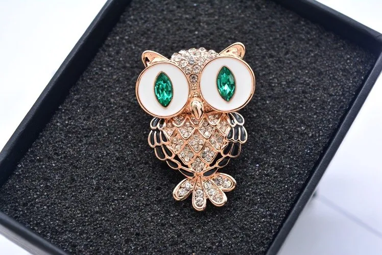 Мужская и женская брошь с кристаллами в виде совы|Броши| |