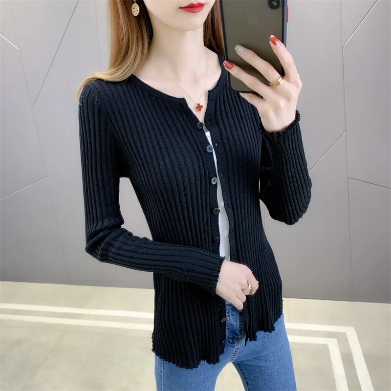 

spring and summer 7512 (had 2 ranked no. 3) round collar pure color knit elastic cultivate morality dress cardigan 33