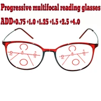 progressive multifocal anti blu light reading glasses red metal frame men women high quality 1 1 5 1 75 2 0 2 5 3 3 5 4