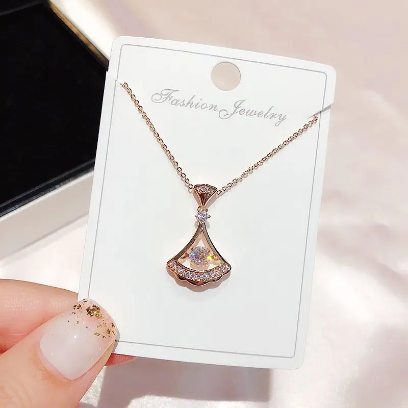Изысканное Секторное ожерелье с кулоном из розового золота, кубический цирконий, геометрической формы, ожерелье, модные женские ювелирные изделия