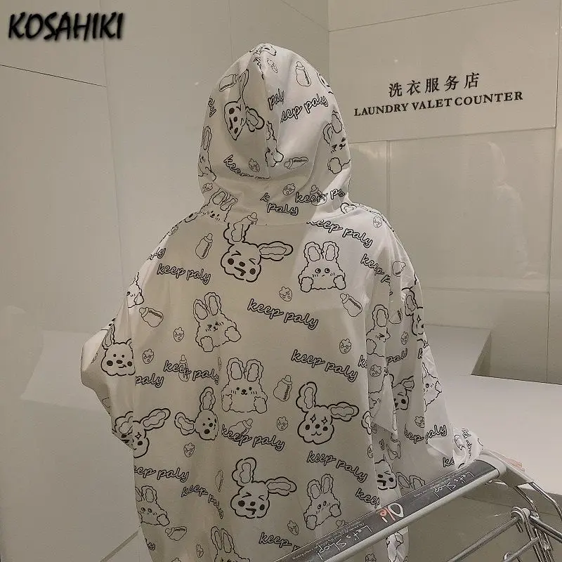 

KOSAHIKI 2021 New Sweatshirt Rabbit Print Cute Oversized Harajuku Hooded Women Korean Jacket Kawaii Streetwear Tops Hoodies