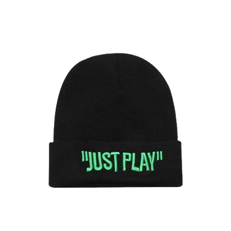 

Hat PU Letters Real Casual Beanie Men's and Women's Warm Knitted Winter Hat Fashion Solid Color Hip-hop Beanie Unisex Cold Hat