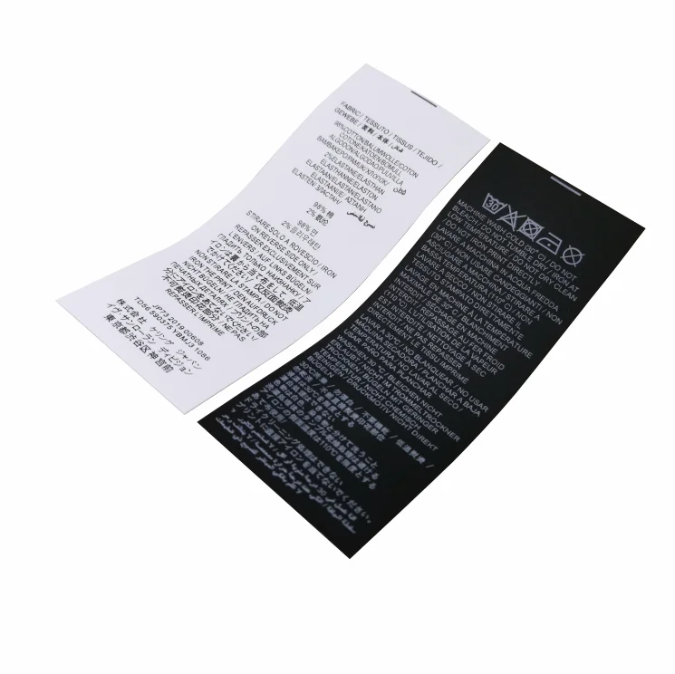 

1000pcs/roll white black Custom satin garment washing care labels clothing size tags labels for clothes washable labels LB026